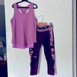 Under Armour girls sz XS capri and tank outfit